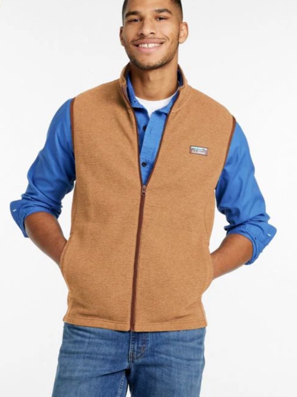 L.L.Bean Lakewashed Double-Knit Full Zip Vest Men’s XL Tall (XLT) Barley Heather